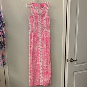 Lilly Pulitzer Vibrant Pink and White Hadley Maxi Dress